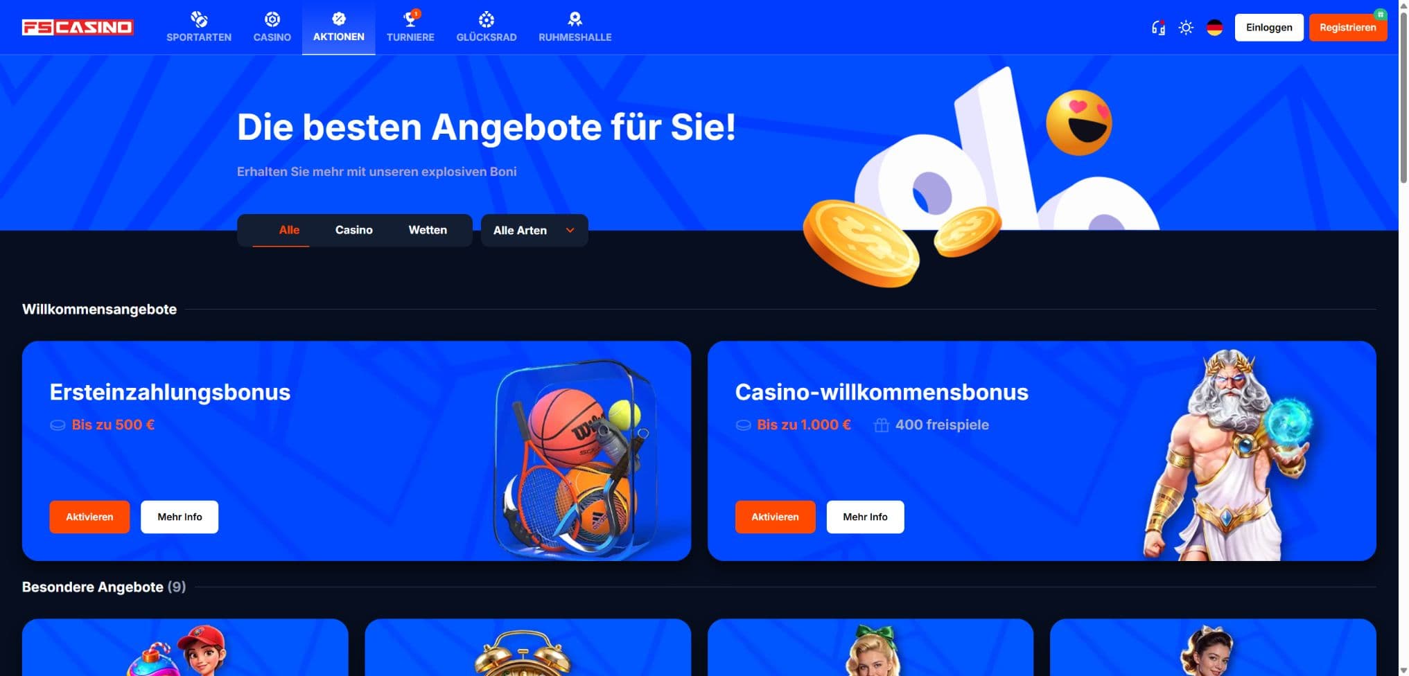 Offizielle FS Casino Benutzeroberfläche